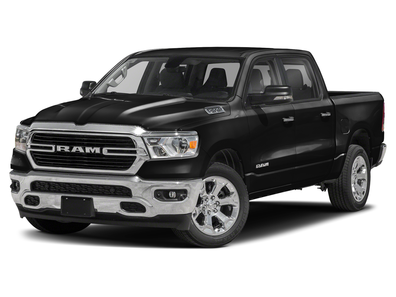 2021 RAM 1500 Big Horn/Lone Star in Diamond Black Crystal Pearlcoat — front three-quarter view