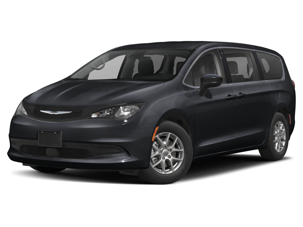 2023 Chrysler Voyager LX in Brilliant Black Crystal Pearlcoat — front three-quarter view