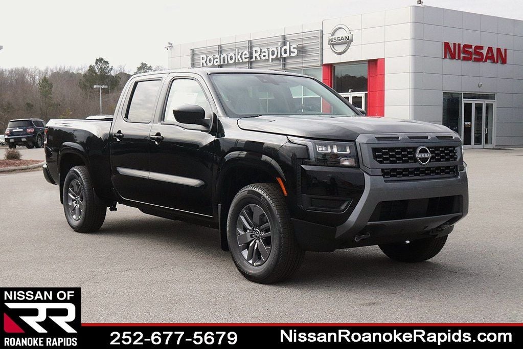 2026 Nissan Frontier SV in Super Black — front three-quarter view