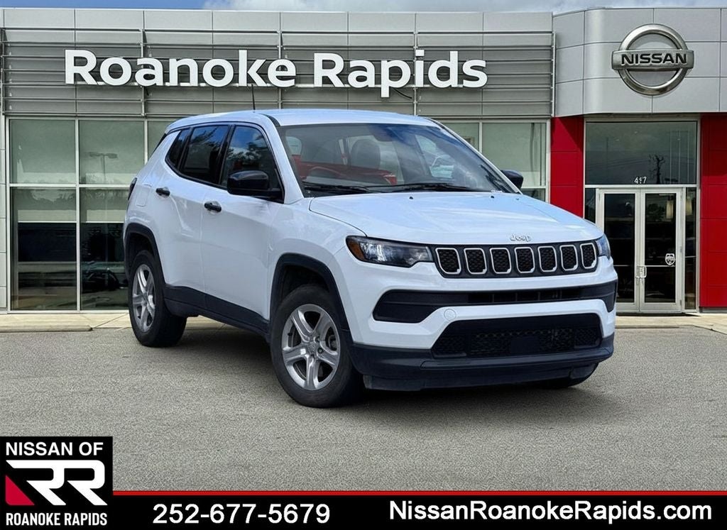 2023 Jeep Compass Sport in Bright White Clearcoat — front three-quarter view