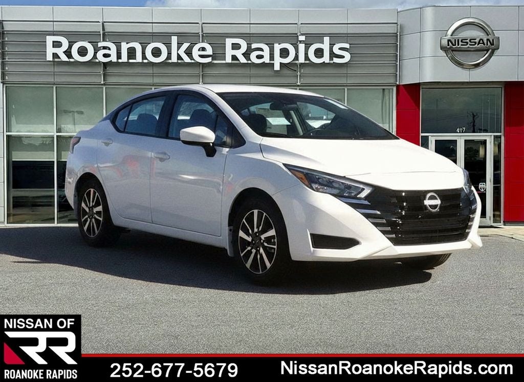 2025 Nissan Versa 1.6 SV in Aspen White Tricoat — front three-quarter view