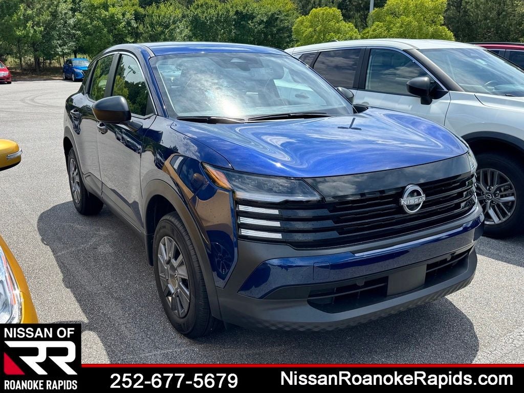 2026 Nissan Kicks S in Deep Blue Pearl — front three-quarter view