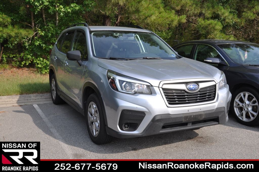2019 Subaru Forester Base in Ice Silver Metallic — front three-quarter view